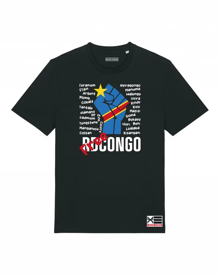 T-shirt Free Congo noir — Match Kwata streetwear congolais