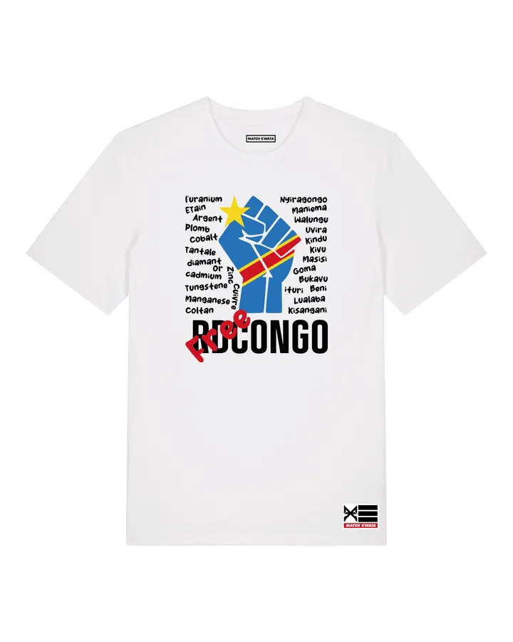 T-shirt Free Congo blanc — Match Kwata streetwear congolais
